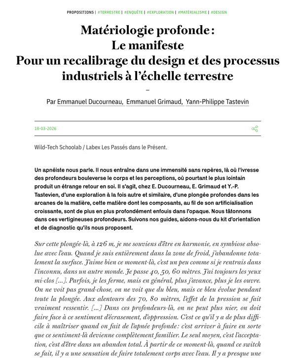 Matériologie profonde : Le manifeste. Pour un recalibrage ... Image 1