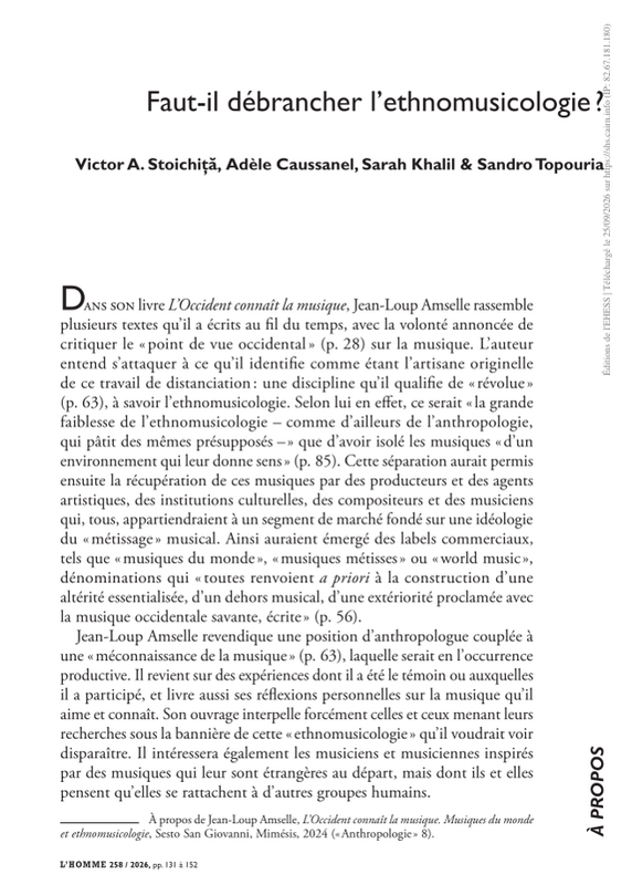 Faut-il débrancher l'ethnomusicologie ? Image 1